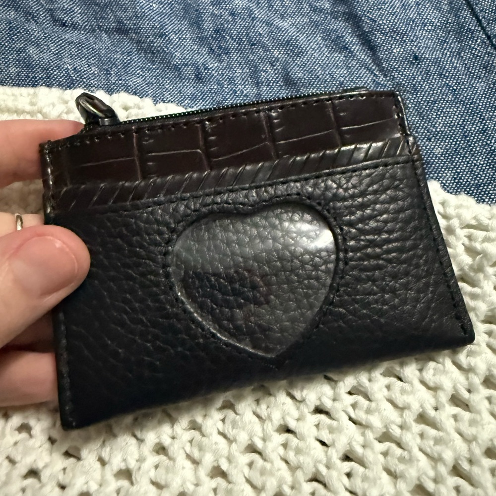 NWOT Brighton Black Leather Card Holder Coin Purse